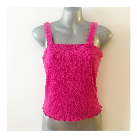 New Paper Crane Smocked Merrow Edge Tank Top Colour Pink Size Medium - Picture 2 of 13